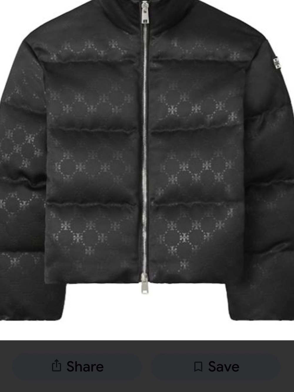 Women's Tory Burch all over monogram puffer jacket size medium/6–8